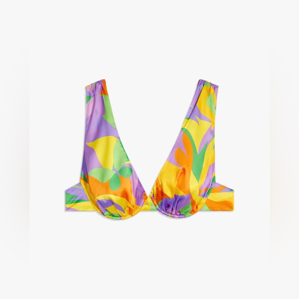 WeWoreWhat Underwire V-Neck Vibrant Multi Color Saved By the Bell Top Medium